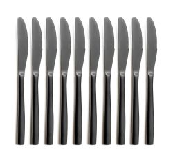 10er SET COMAS 6353 Dessertmesser BARCELONA SCHWARZ Edelstahl 18/10 / PVD-Beschichtung / Black-Finish