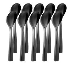 10er SET COMAS 6354 Dessertlöffel BARCELONA SCHWARZ Edelstahl 18/10 / PVD-Beschichtung / Black-Finish