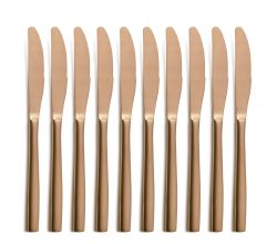 10er SET COMAS 6356 Dessertmesser BARCELONA KUPFER Edelstahl 18/10 / PVD-Beschichtung / Kupfer-Finish