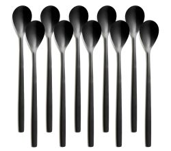 10er SET COMAS 7552 Longdrinklöffel BARCELONA SCHWARZ Edelstahl 18/10 / PVD-Beschichtung / Black-Finish