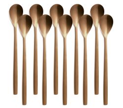 10er SET COMAS 7553 Longdrinklöffel BARCELONA KUPFER Edelstahl 18/10 / PVD-Beschichtung / Kupfer-Finish