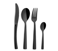 COMAS Besteck-Set HIDRAULIC Satin Black - 24 Teile Edelstahl 18/10 - 3 mm / Tafelbesteck