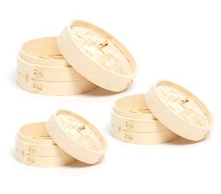 COMAS Dampfgarer aus Bambus mit Deckel / Gemüsedämpfer / Dim Sum