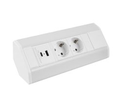 DesignLight CORNERBOX weiß, 2x SCHUKO Steckdose, 1x USB A, 1x USB C / Ecksteckdose / Mehrfachsteckdose