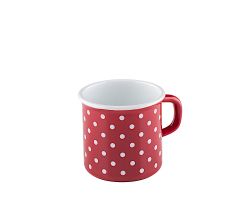 RIESS 0221-077 Topf mit Bördel 8 cm, 3/8 L, Emaille, Country, Pünktchen Rot / Trinkbecher