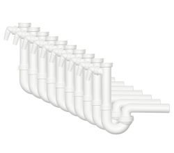 10er SET DALLMER Röhrensiphon 020215 mit Kugelgelenk-Ablaufbogen DN 40 mm / DIN EN274 / Kugelgelenksiphon