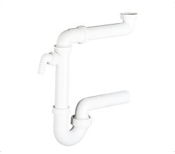 DALLMER 040220 Raumspar-Siphon 121 SL mit Kugelgelenk-Ablaufbogen DN 50 / DIN EN274 / Kugelgelenksiphon
