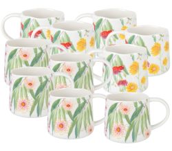 10er SET Maxwell & Williams DI0373 Becher 350 ml NATIVE BLOOMS Porzellan