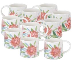 10er SET Maxwell & Williams DI0375 Becher 350 ml NATIVE BLOOMS Porzellan