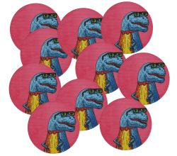 10er SET Maxwell & Williams DU0185 MULGA Untersetzer rund, 10,5 cm, Trex (Dinosaurier), Keramik - Kork