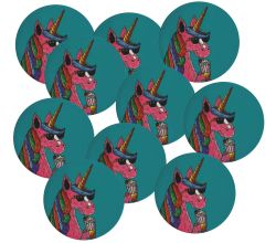 10er SET Maxwell & Williams DU0188 MULGA Untersetzer rund, 10,5 cm, Unicorn (Einhorn), Keramik - Kork