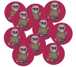 10er SET Maxwell & Williams DU0189 MULGA Untersetzer rund, 10,5 cm, Cat (Katze), Keramik - Kork