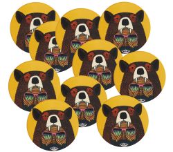 10er SET Maxwell & Williams DU0191 MULGA Untersetzer rund, 10,5 cm, Bear Man (Bär & Mann), Keramik - Kork