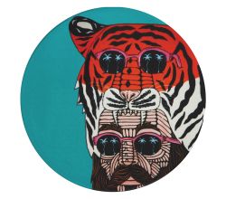 Maxwell & Williams DU0192 MULGA Untersetzer rund, 10,5 cm, Tiger Man (Tiger & Mann), Keramik - Kork