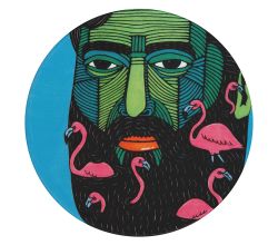 Maxwell & Williams DU0194 MULGA Untersetzer rund, 10,5 cm, Flamingo Man (Flamingo & Mann), Keramik - Kork