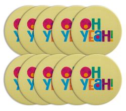 10er SET Maxwell & Williams DU0377 Keramikuntersetzer 10 cm BE KIND Oh Yeah, Premium-Keramik
