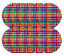 10er SET Maxwell & Williams DU0378 Keramikuntersetzer 10 cm BE KIND Plaid, Premium-Keramik
