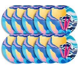 10er SET Maxwell & Williams DU0426 Keramikuntersetzer 10 cm BE FIERCE Blue Amazonia, Keramik - Kork