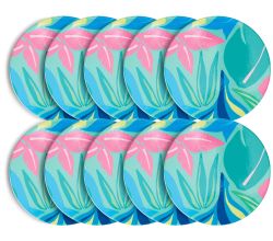10er SET Maxwell & Williams DU0428 Keramikuntersetzer 10 cm BE FIERCE Daintree, Keramik - Kork