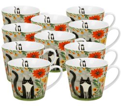 10er SET DUO ANIMALS Becher 610 ml CAT'S WORLD - MEADOW aus Bone China Porzellan