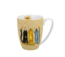 DUO ANIMALS Becher 360 ml CAT'S WORLD - PARTY in Tragetasche, New Bone China Porzellan