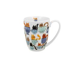 DUO ANIMALS Klassischer Becher 360 ml CAT'S WORLD - Teacup Cats aus Bone China Porzellan