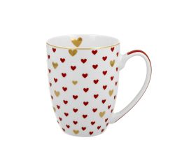 DUO Becher 360 ml RED HEARTS - New Bone China Porzellan