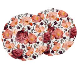 DUO EXCLUSIVE Speiseteller 2er Set SPRING ROSES WHITE aus New Bone China Porzellan