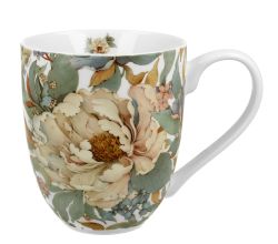 DUO FLOWERS ROYAL XXL Becher 1000 ml PEONY WHITE (Pfingstrose) New Bone China Porzellan