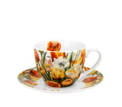 DUO Flowers Classic Tasse mit Untertasse 250 ml TULIPS New Bone China Porzellan