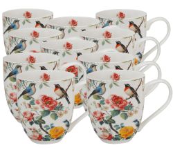 10er SET DUO Flowers Classic XXL Becher 1000 ml APRIL, New Bone China Porzellan