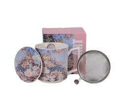 DUO Becher 450 ml mit Teesieb MODERN CITY OF MAGNOLIAS New Bone China Porzellan