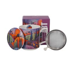 DUO Becher 450 ml mit Teesieb MODERN BUBBLY HILLS New Bone China Porzellan