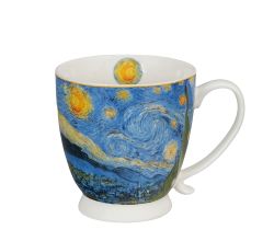 DUO ART GALLERY Becher mit Fuß 500 ml STARRY NIGHT inspired by Van Gogh, New Bone China Porzellan