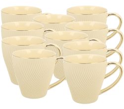 10er SET DUO ECRU Becher 430 ml ICE CREAM New Bone China Porzellan