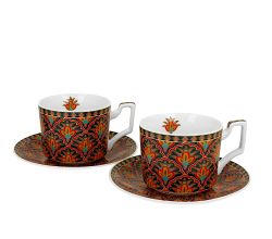 DUO GEOMETRIC 2er-Set Luxus Tassen 250 ml FESTUM, mit Untertassen, New Bone China Porzellan