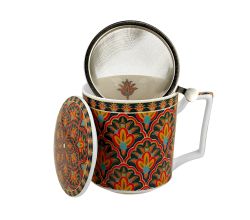 DUO GEOMETRIC FESTUM Tasse 400 ml mit Teesieb und Deckel, New Bone China Porzellan