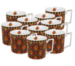 10er SET DUO GEOMETRIC FESTUM Tasse 400 ml, New Bone China Porzellan