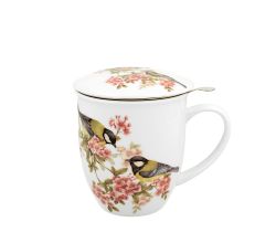 DUO World of Birds 400 ml Becher mit Teesieb THE GREAT TIT New Bone China Porzellan
