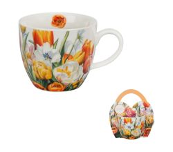 DUO Flowers Classic Becher TULIPANY 460 ml, New Bone China Porzellan, im Geschenkkarton