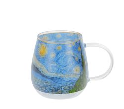 DUO ART GALLERY Glasbecher 530 ml STARRY NIGHT inspired by Van Gogh, Kristallglas
