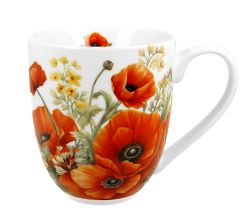 DUO FLOWER CLASSIC XXL Becher 1000 ml POPPIES New Bone China Porzellan