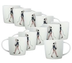 10er SET Maxwell & Williams DX1070 Becher 400 ml BEST FURRY FRIENDS Walking the Dog, Porzellan, in Geschenkbox