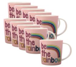 10er SET Maxwell & Williams DX1072 Becher 380 ml BE KIND Be The Rainbow, Porzellan, in Geschenkbox