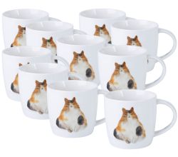 10er SET Maxwell & Williams DX1222 Becher 400 ml FELINE FRIENDS Content Cat, Porzellan, in Geschenkbox