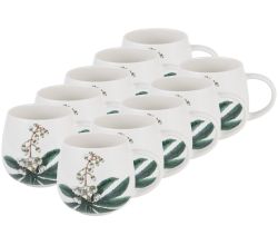 10er SET Maxwell & Williams DX1303 Becher 400 ml GOLDEN SUMMER Tasmanischer Lorbeer, Porzellan, in Geschenkbox