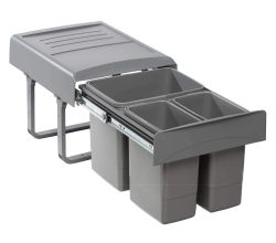 EKOTECH 90094162S Abfallsorter MEGA mit 1x 15 u. 2x 7 Liter Abfallvolumen / 3-fach Trennung / Soft Closing System