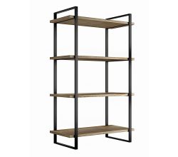 emuca Regal 690 x 1150 Stahl, schwarz lackiert mit 4 Fachböden in Eiche Finish / Regalsystem