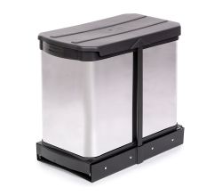 emuca INOX Abfallsorter 24 Liter Abfallvolumen (2x 12 Liter) / Müllbehälter