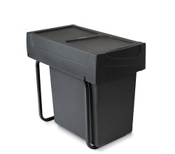 emuca 8199317 Abfallsorter SCHWARZ 20 Liter mit Handauszug / Müllbehälter